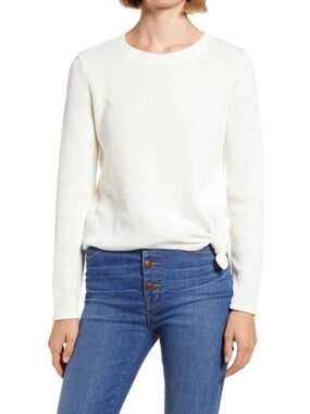 Madewell Cotton Blend Texture & Thread Front Knot Ribbed Jacquard Top